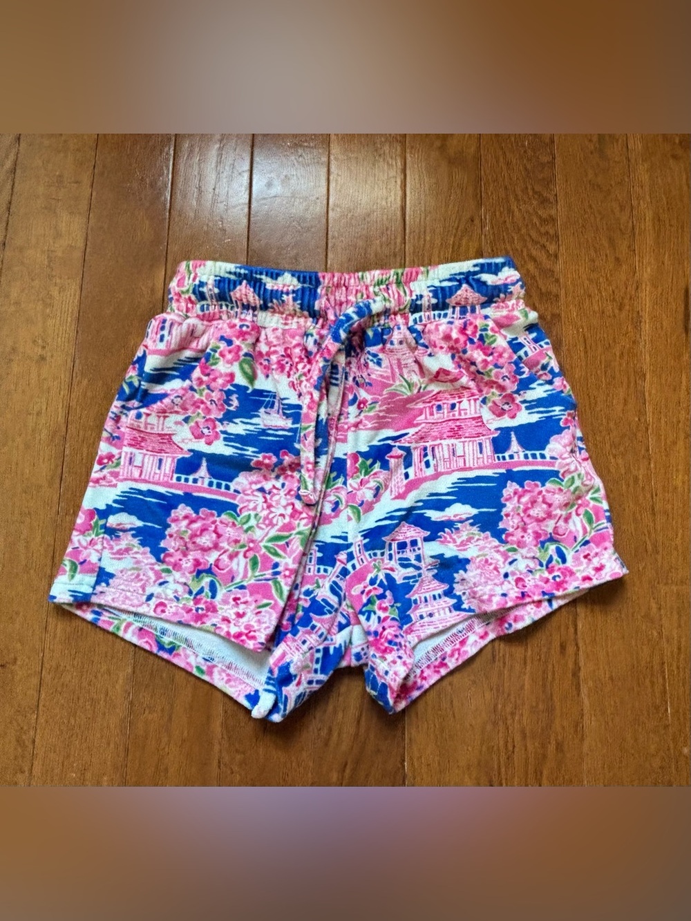 SweetHoney Pink & Blue Floral Drawstring Athletic Shorts